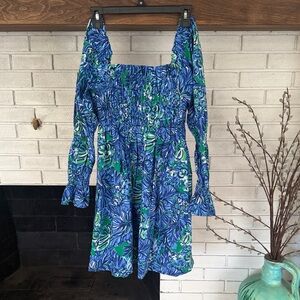 Lilly Pulitzer Blue and Green Long Sleeve Dress
